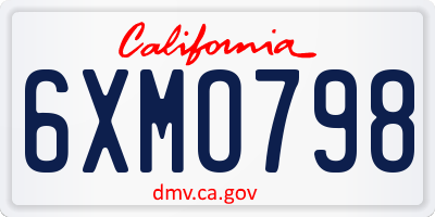 CA license plate 6XMO798