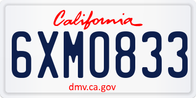 CA license plate 6XMO833