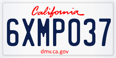 CA license plate 6XMP037
