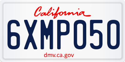 CA license plate 6XMP050
