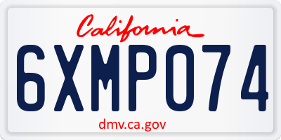 CA license plate 6XMP074
