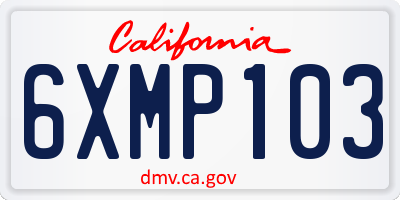 CA license plate 6XMP103