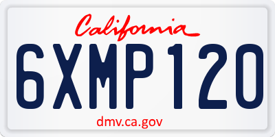 CA license plate 6XMP120