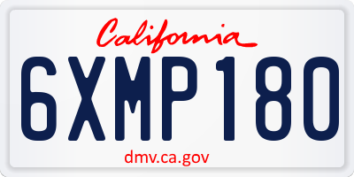 CA license plate 6XMP180