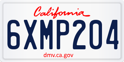 CA license plate 6XMP204
