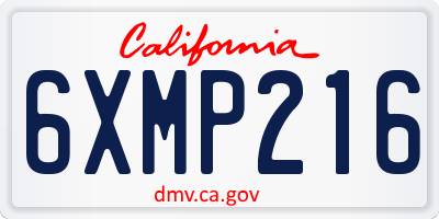 CA license plate 6XMP216