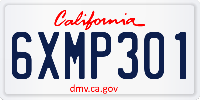 CA license plate 6XMP301