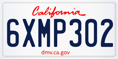 CA license plate 6XMP302