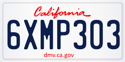 CA license plate 6XMP303