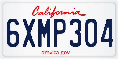 CA license plate 6XMP304