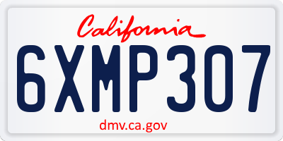 CA license plate 6XMP307