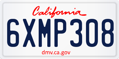 CA license plate 6XMP308