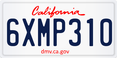 CA license plate 6XMP310