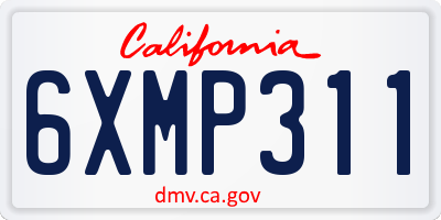 CA license plate 6XMP311