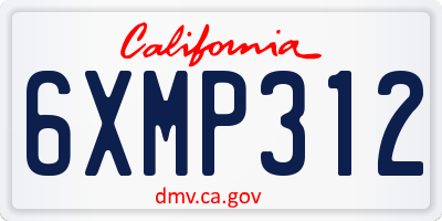 CA license plate 6XMP312