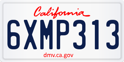 CA license plate 6XMP313