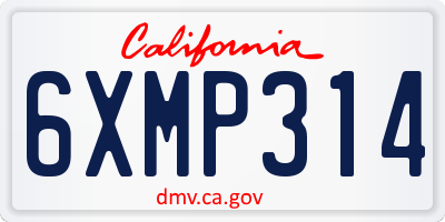 CA license plate 6XMP314