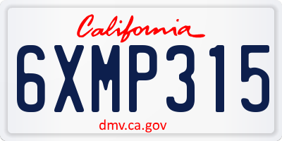 CA license plate 6XMP315