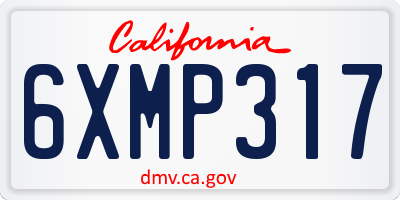 CA license plate 6XMP317