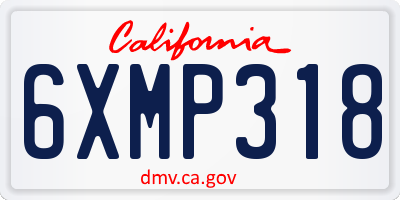 CA license plate 6XMP318