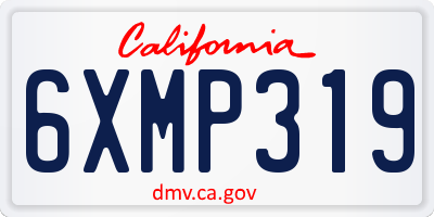 CA license plate 6XMP319