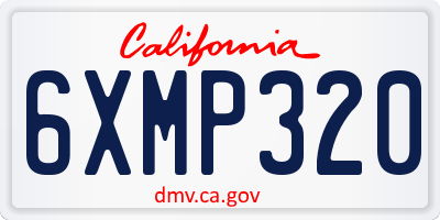 CA license plate 6XMP320