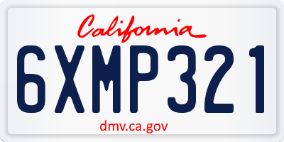 CA license plate 6XMP321