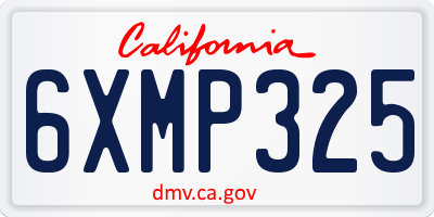 CA license plate 6XMP325