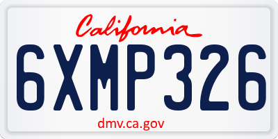 CA license plate 6XMP326
