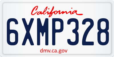 CA license plate 6XMP328