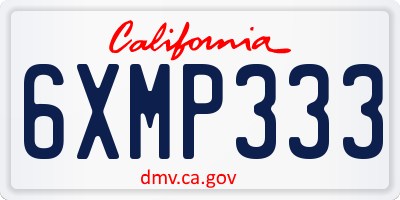 CA license plate 6XMP333