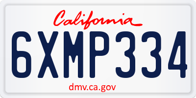 CA license plate 6XMP334
