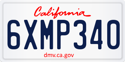 CA license plate 6XMP340