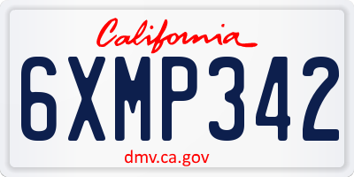 CA license plate 6XMP342