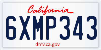 CA license plate 6XMP343