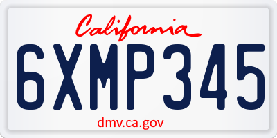 CA license plate 6XMP345