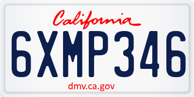 CA license plate 6XMP346