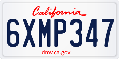 CA license plate 6XMP347