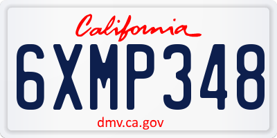 CA license plate 6XMP348