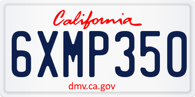 CA license plate 6XMP350