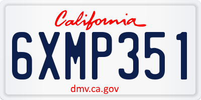 CA license plate 6XMP351
