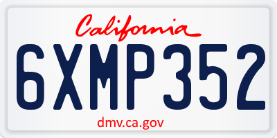 CA license plate 6XMP352