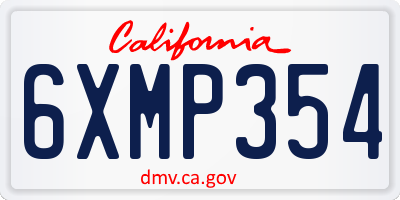 CA license plate 6XMP354