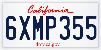 CA license plate 6XMP355