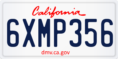 CA license plate 6XMP356