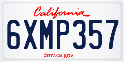 CA license plate 6XMP357