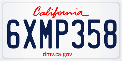 CA license plate 6XMP358