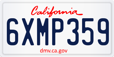 CA license plate 6XMP359