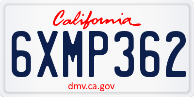 CA license plate 6XMP362