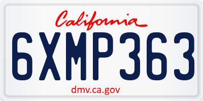 CA license plate 6XMP363